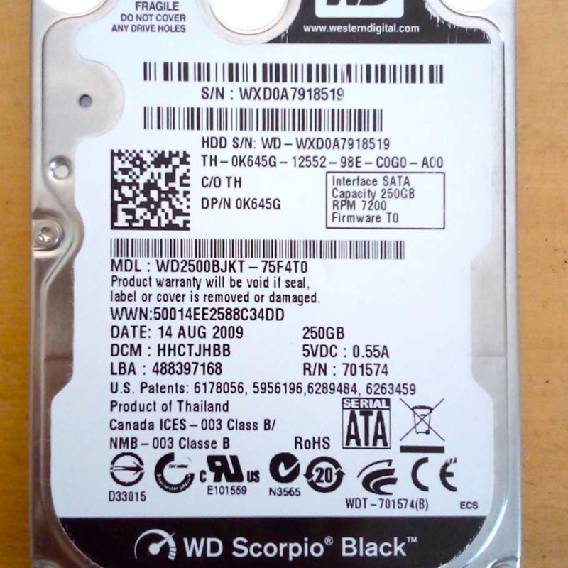 Disque dur Western Digital 256 Go pour PC